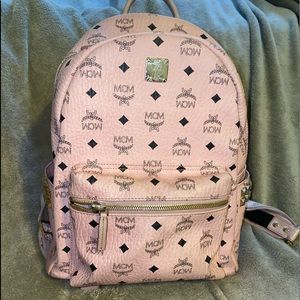 Pink Authentic MCM Full Size Studded Backpack